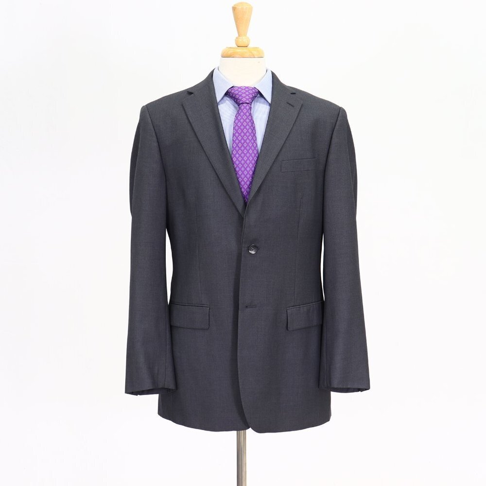 Geoffrey Beene 40L Gray Solid 2-Button Sport Coat Blazer Jacket B941